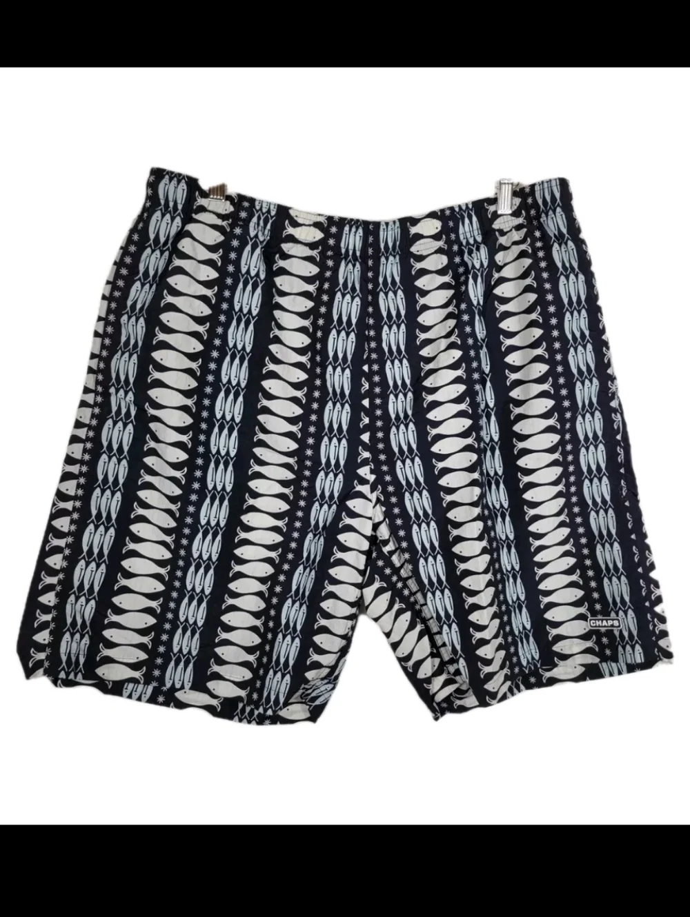 Chaps Mens Fish Print Boardshorts Swim Trunks Size XL Vacation Sports Beach Blue